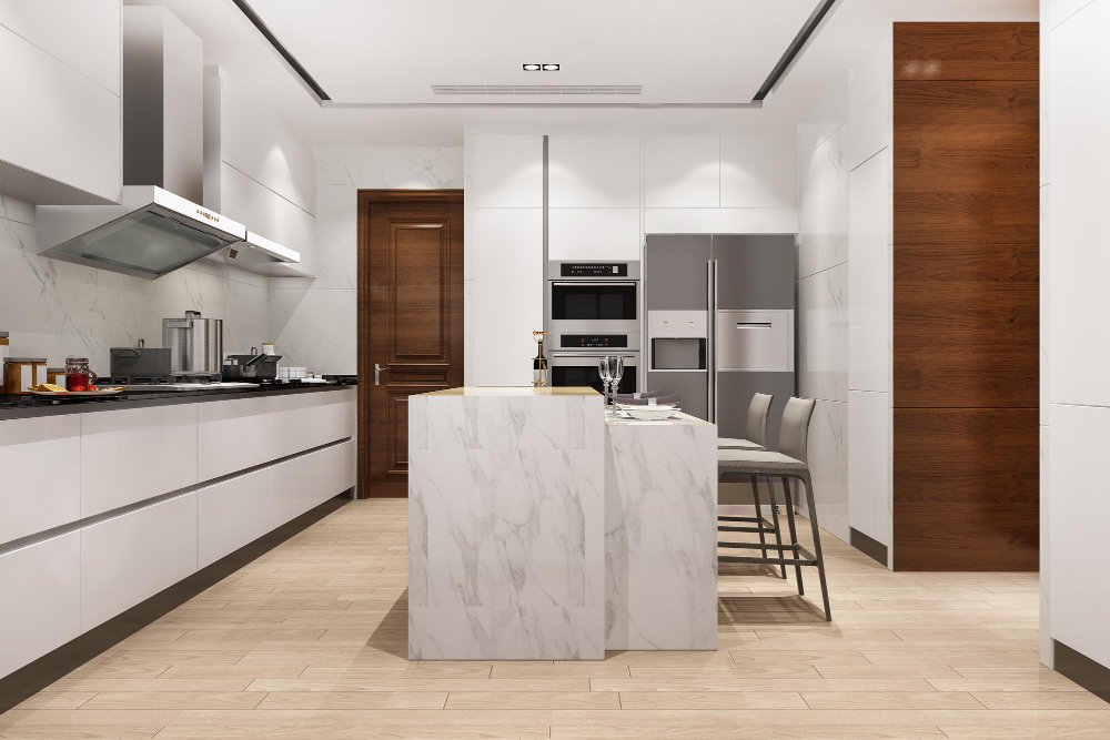 3d-rendering-white-minimal-kitchen-with-wood-decoration 3d-rendering-white-minimal-kitchen-with-wood-decoration